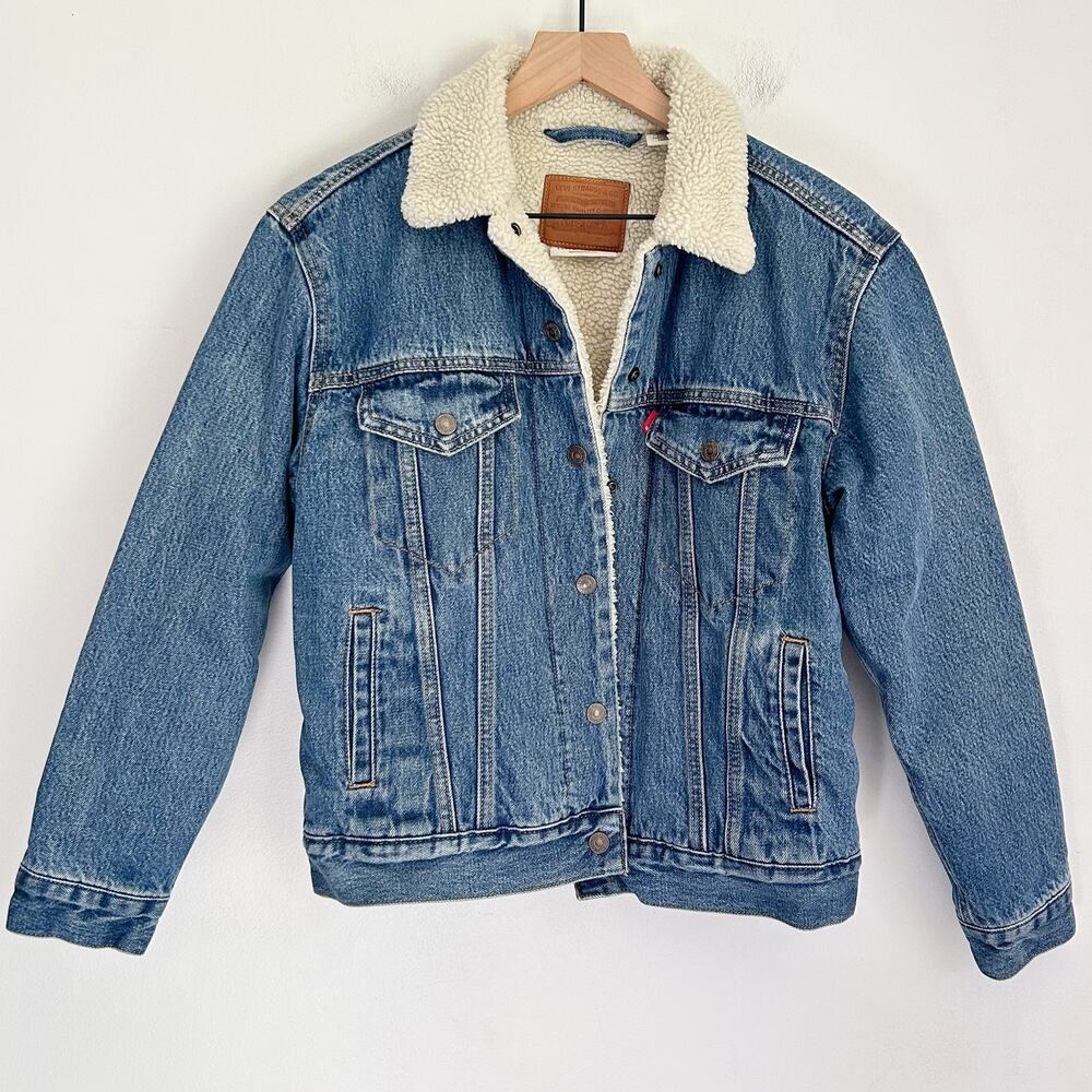 Levi's Sherpa Button Up Denim Jacket Blue Size S